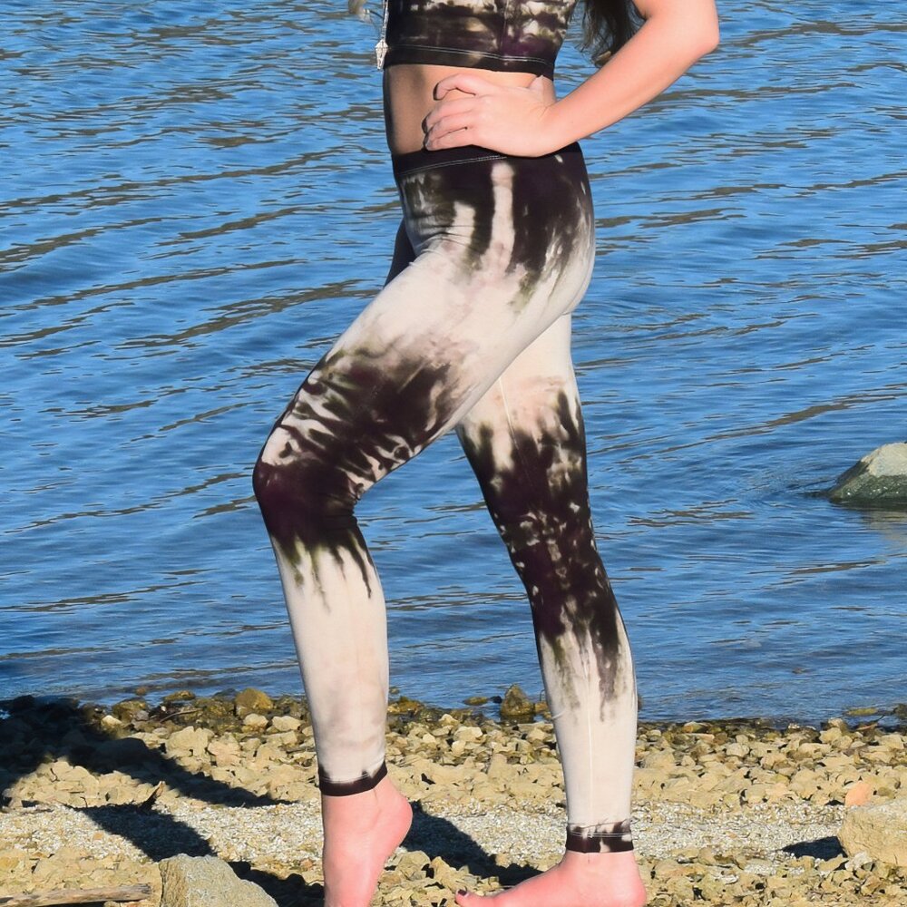 Desert Tie Dye Yoga Leggings | Hand-Dyed Cotton Brown & Cream Pants